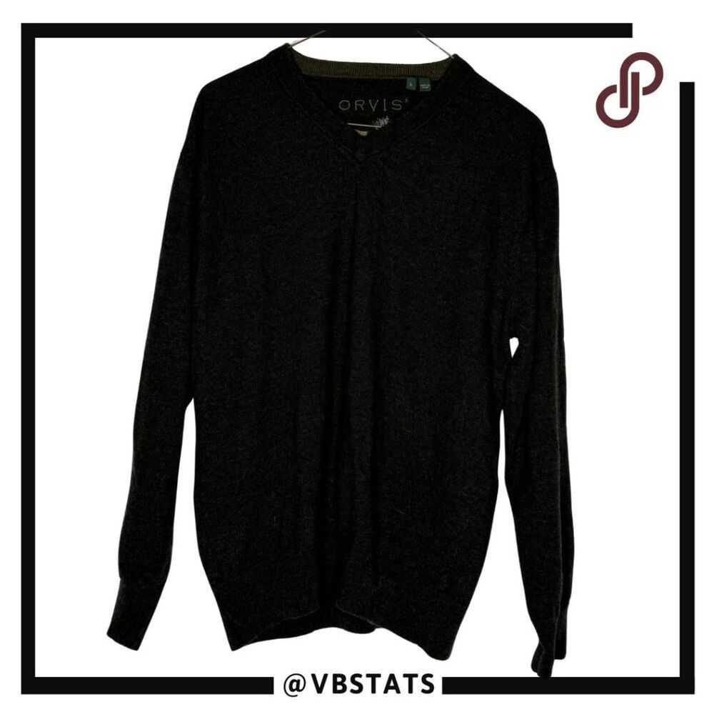 Orvis Men's Casual V-Neck Long Sleeve‎ Sweater Black Large
